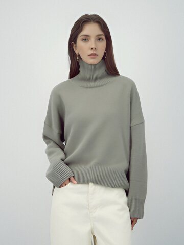 Wool Turtle Neck Knit _Grey