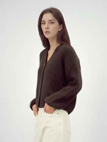 Rabbit Heavy Cardigan _Brown