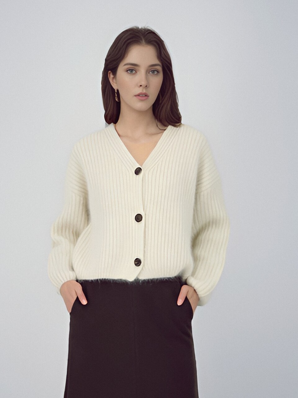 Rabbit Heavy Cardigan _Ivory