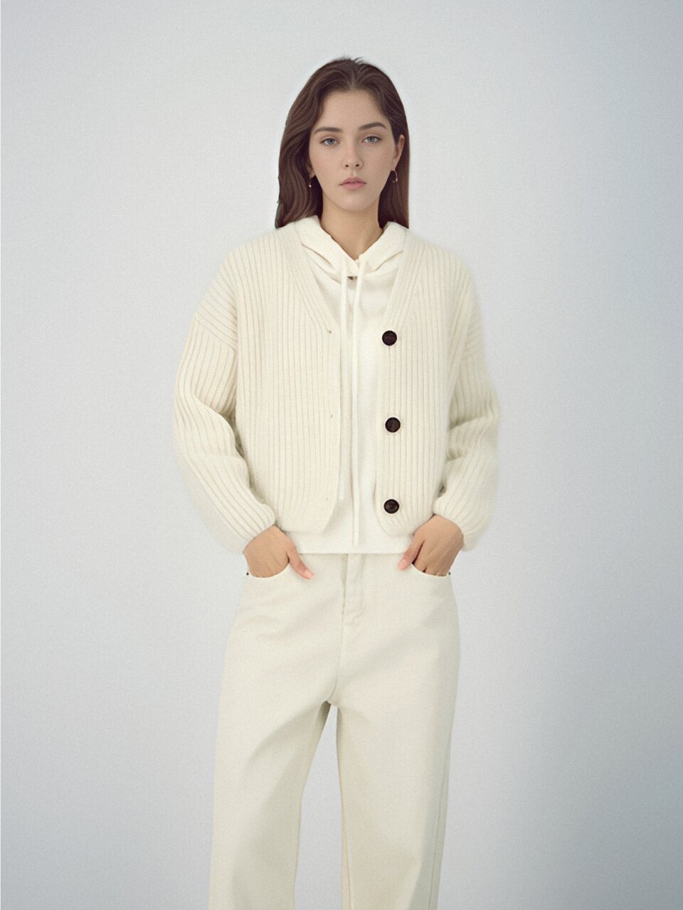 Rabbit Heavy Cardigan _Ivory
