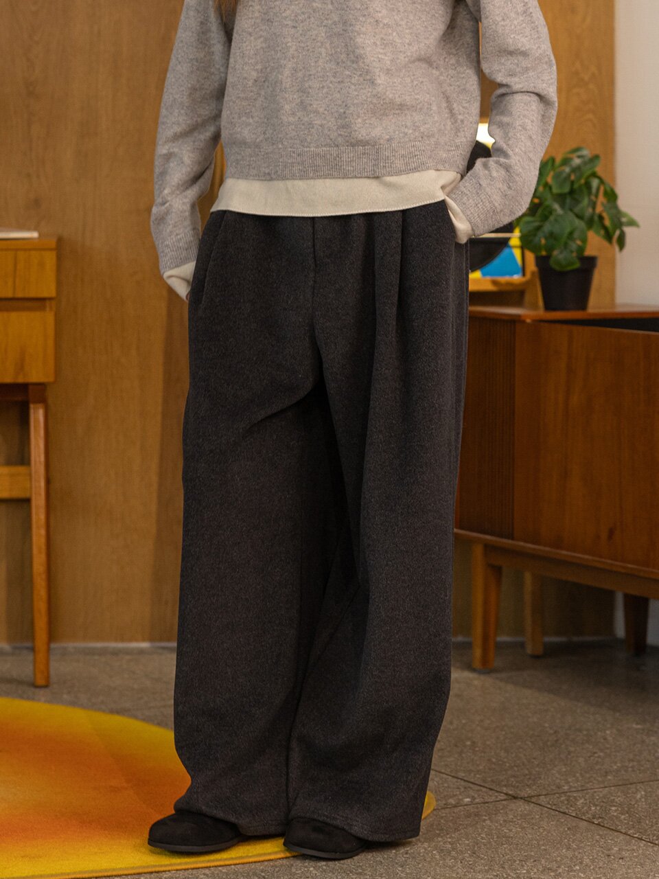 DD_Cozy fleece wide pants_2color