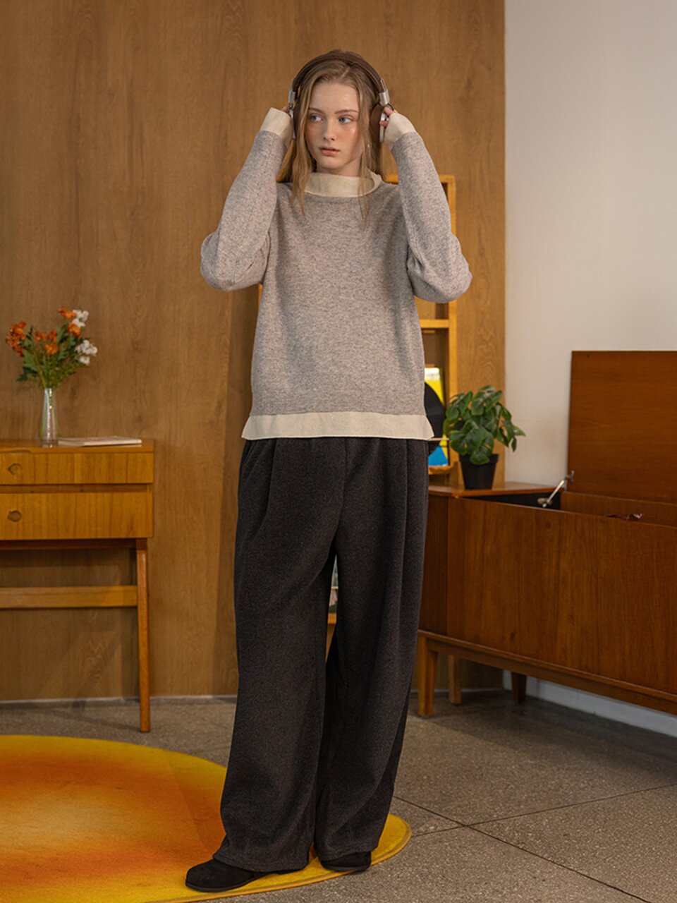 DD_Cozy fleece wide pants_2color