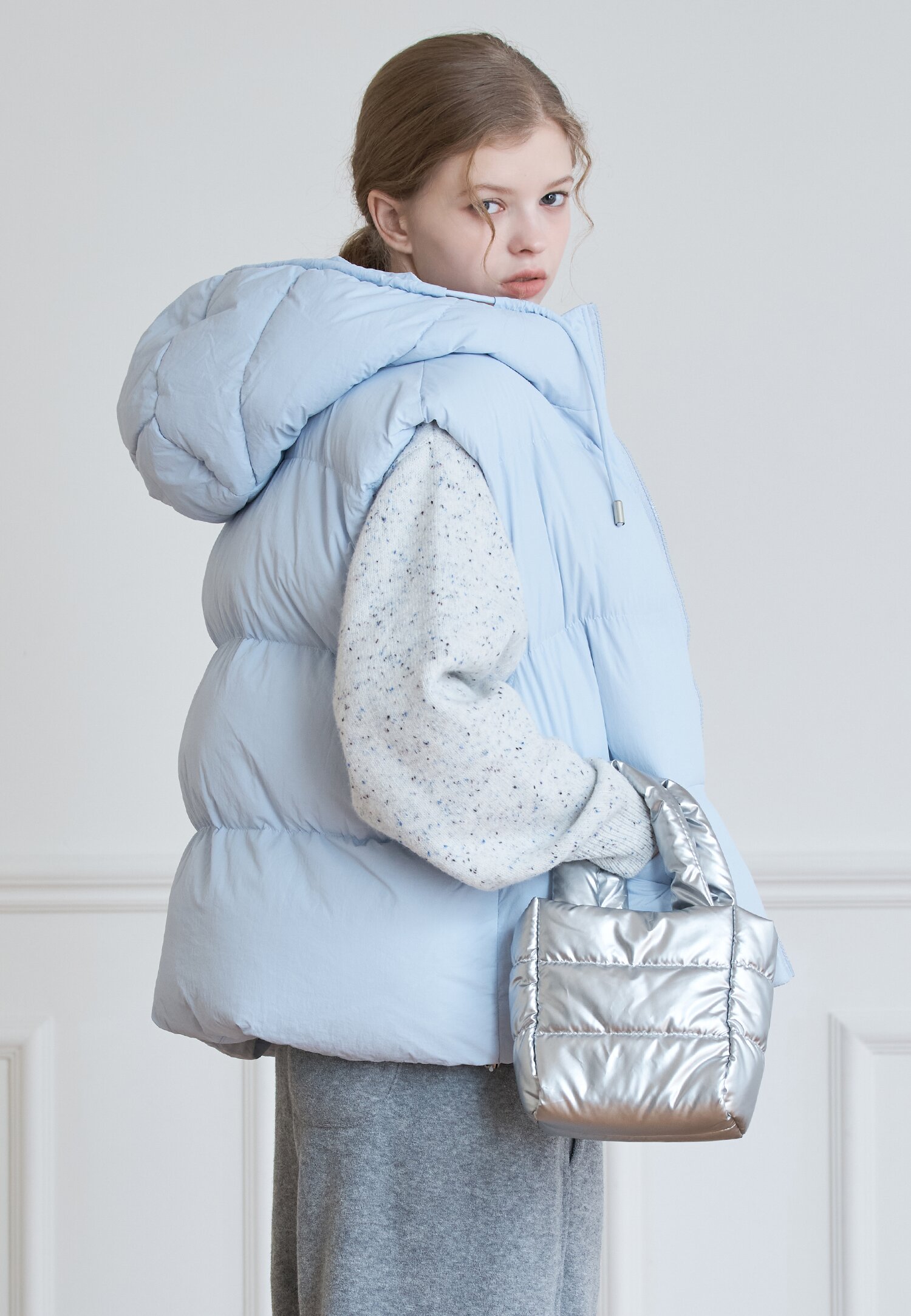 [바바단독] PADDED QUILTED TODD BAG+KEYRING