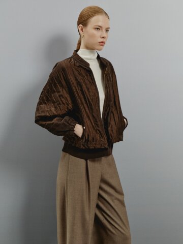 크링클 텍스처 블루종 점퍼 