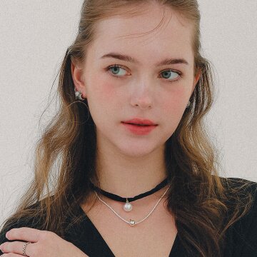 제이로렌 실버볼 니트체인 크런치 목걸이 N01237