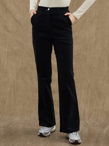 Corduroy Bootcut Pants [Black]