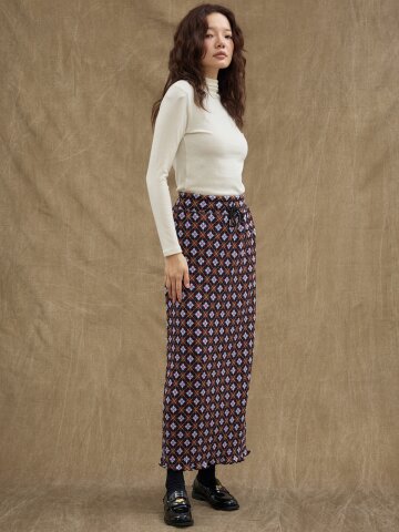 Heritage Pleats Long Skirt [Beige]