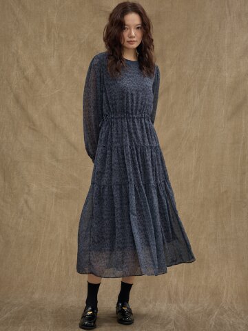 Chiffon Leopard Maxi Dress [Gray]