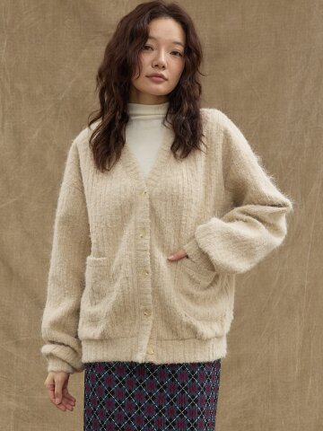 Oversized Wool Cardigan [Beige]