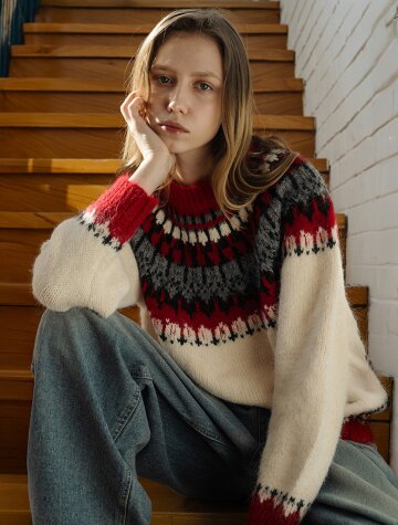 울 노르딕 헤어리 풀오버 IVORY