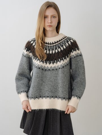 울 노르딕 헤어리 풀오버 GREY