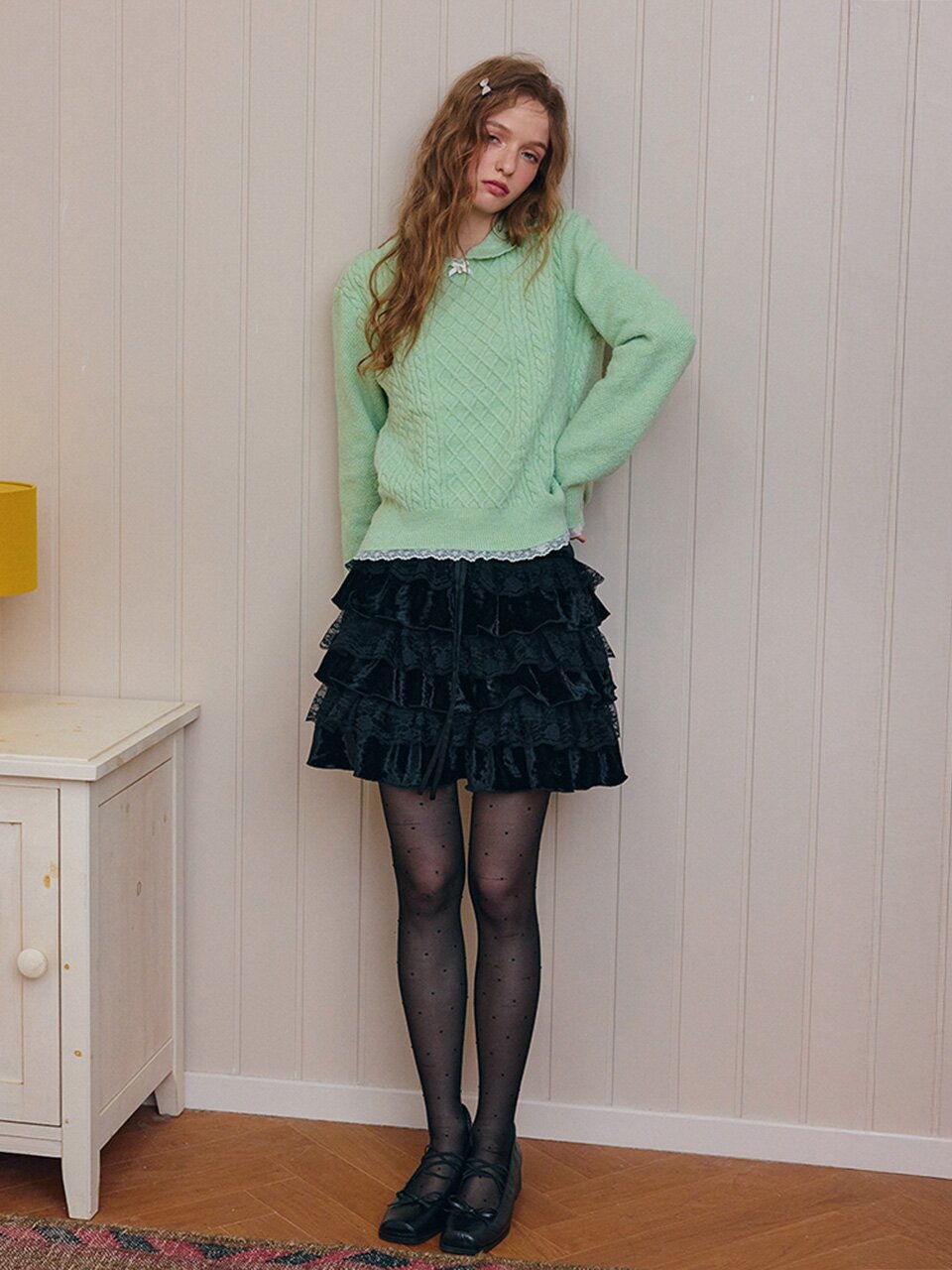 Cest_Velvet lace tutu skirt