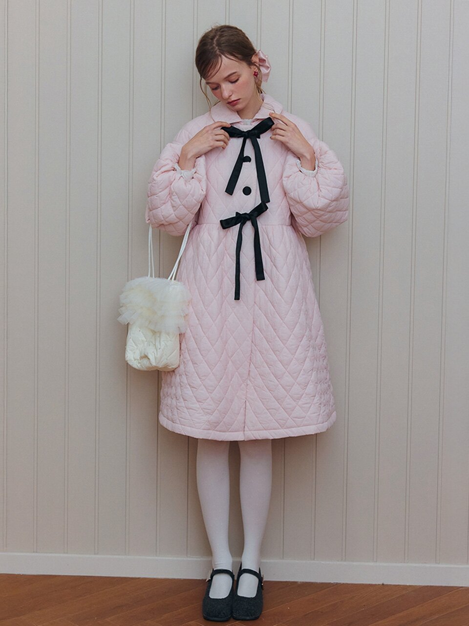 Cest_Ribbon quilted coat