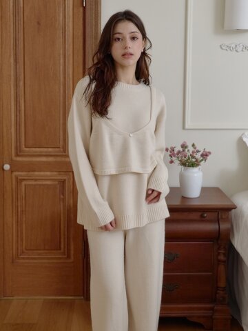 [메종르하르] 로라 니트 SET (라운드니트+팬츠+뷔스티에) 3color