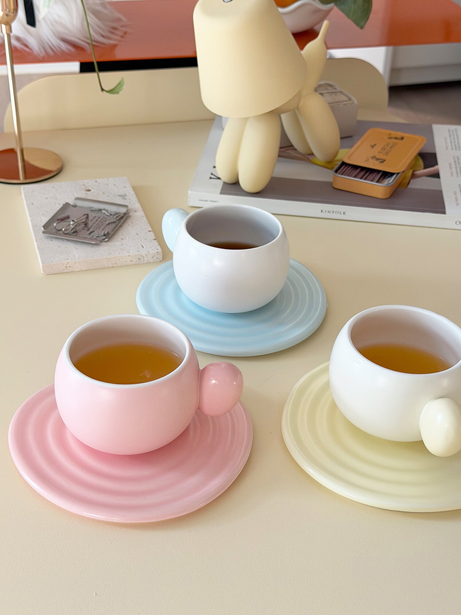 파스텔 봉봉 컵+커피잔 세트 3컬러