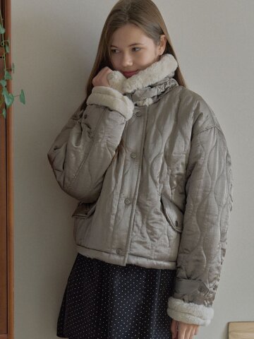 Wave Quilting Short Padding - KHAKI