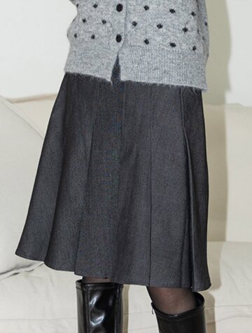 IT_Charcoal pleated midi skirt