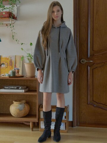 ood Fit and Flare Mini Dress - CHARCOAL( 기모)