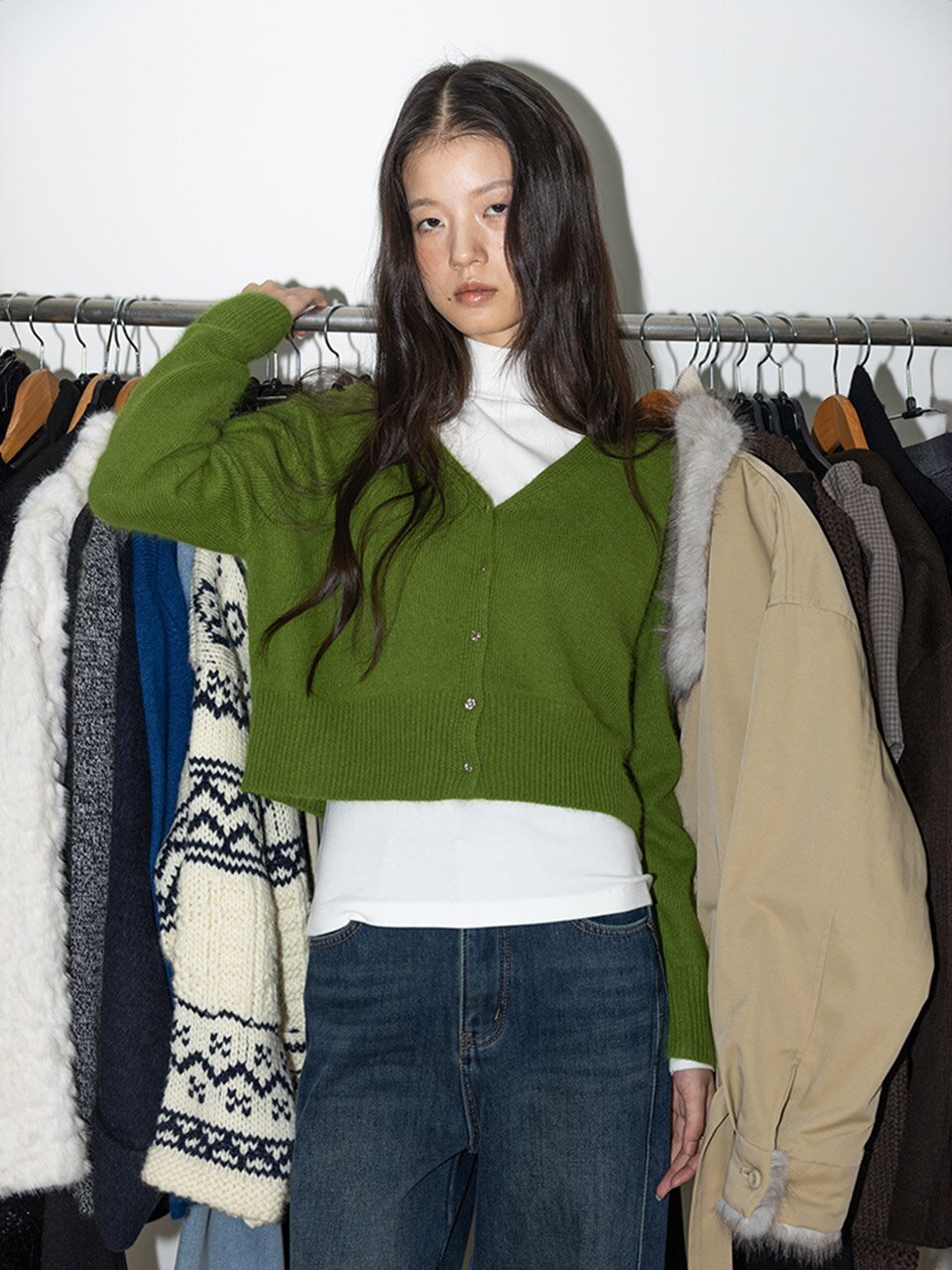 IT_V-neck various buttons knit cardigan_3color