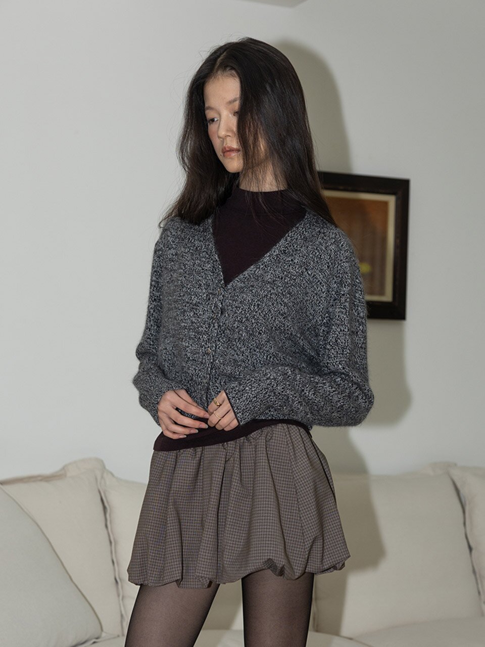 IT_V-neck various buttons knit cardigan_3color