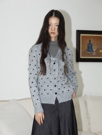 IT_Polka dot knit tie cardigan_2color