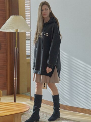 	
Logo Hooded Long T-Shirt - BLACK (기모)