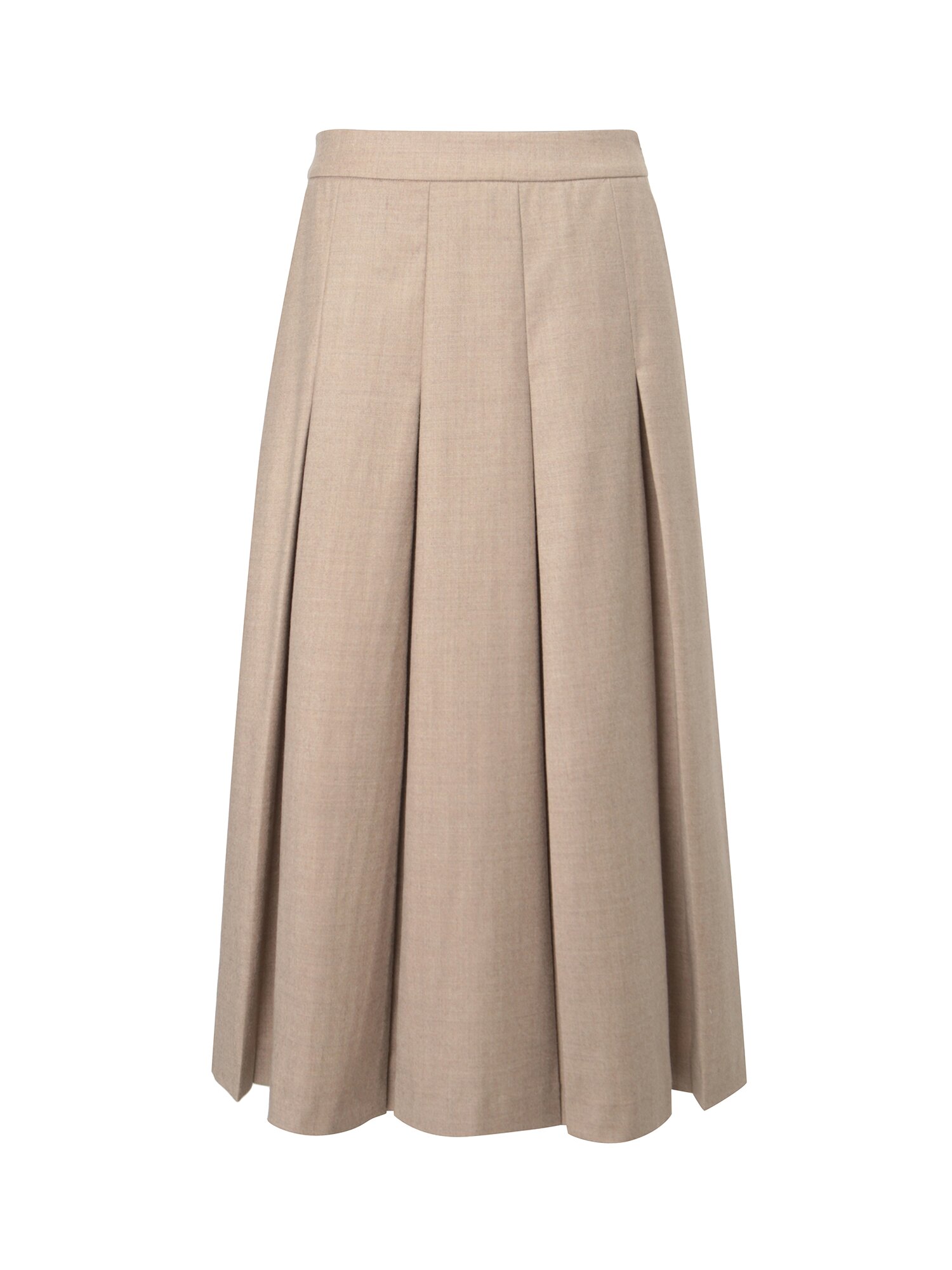 울 블렌드 플리츠 A라인 스커트 (MELANGE BEIGE)