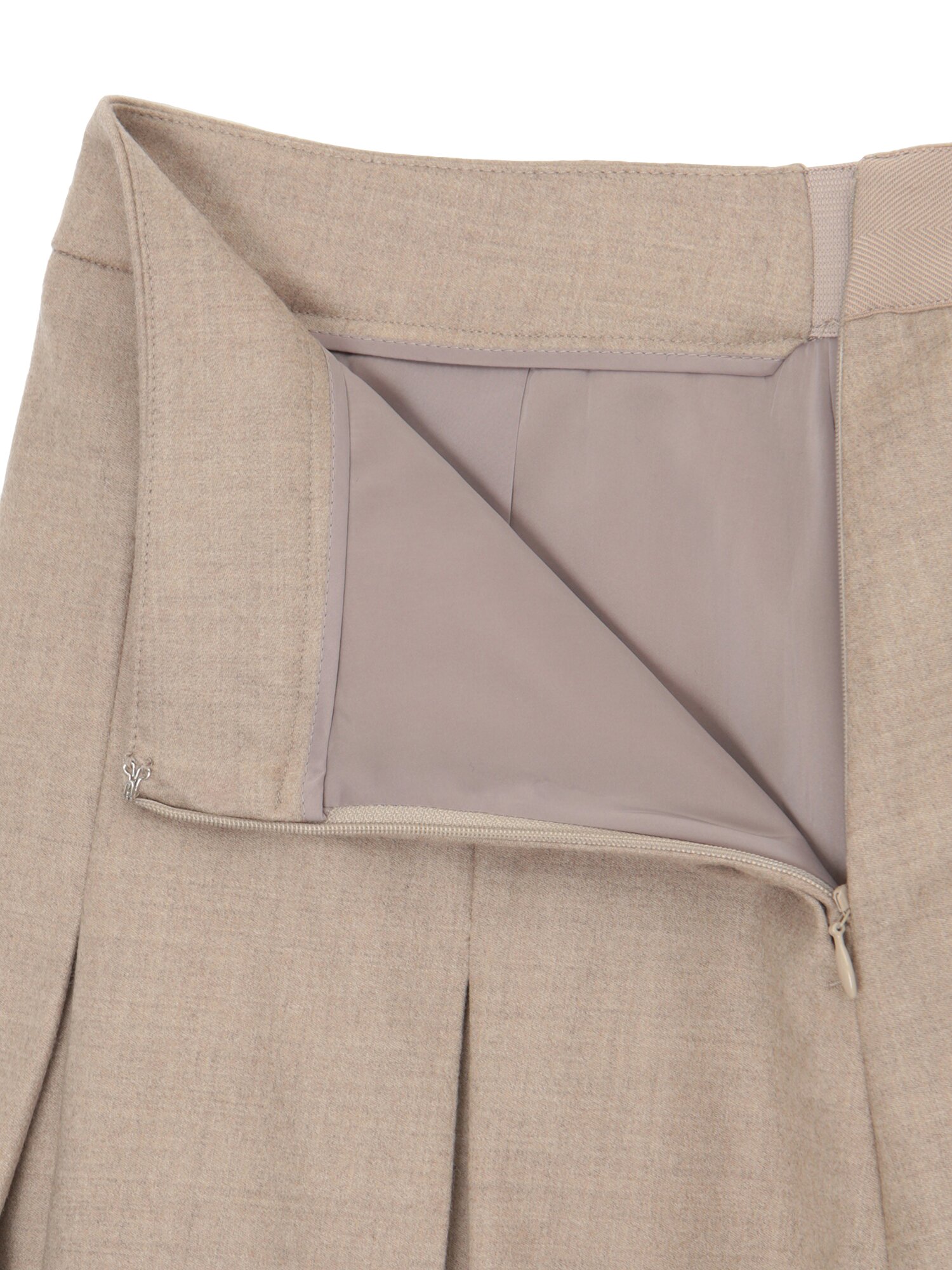 울 블렌드 플리츠 A라인 스커트 (MELANGE BEIGE)