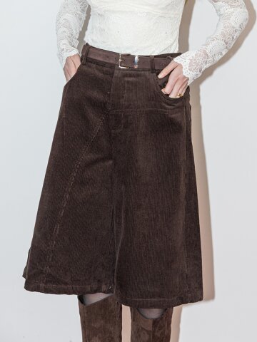 DD_Corduroy straight-leg half pants_BROWN