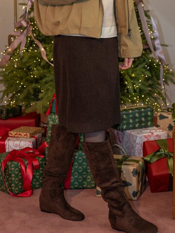 DD_High-waisted straight skirt_BROWN
