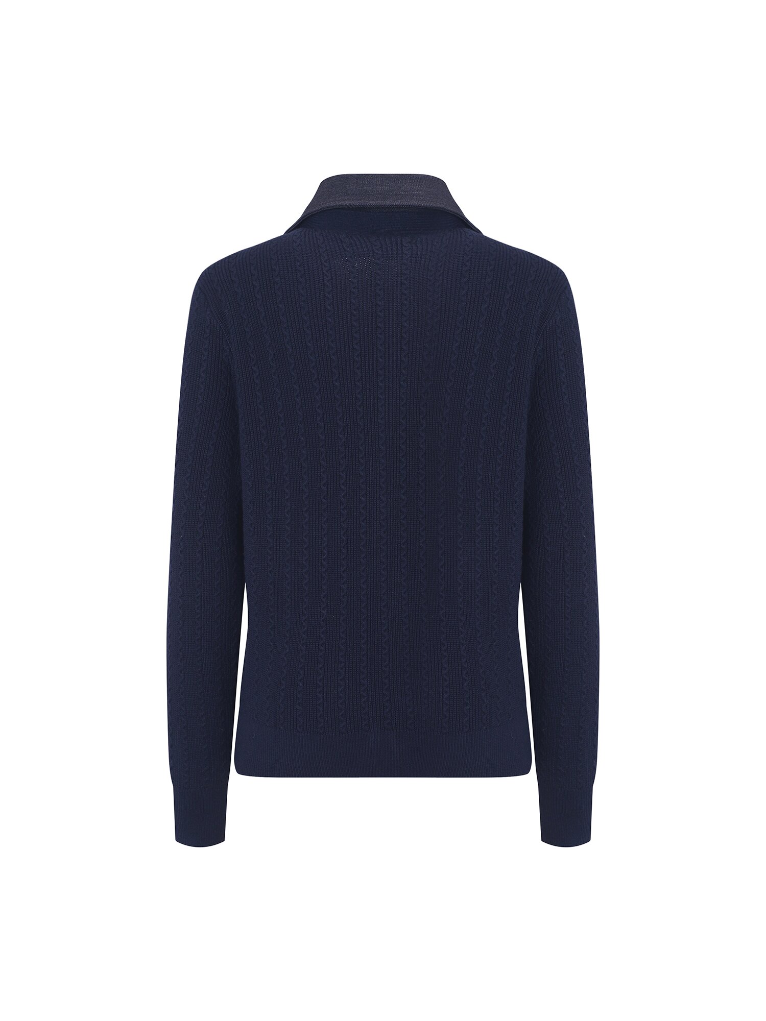 데님 칼라 니트 가디건 (NAVY)