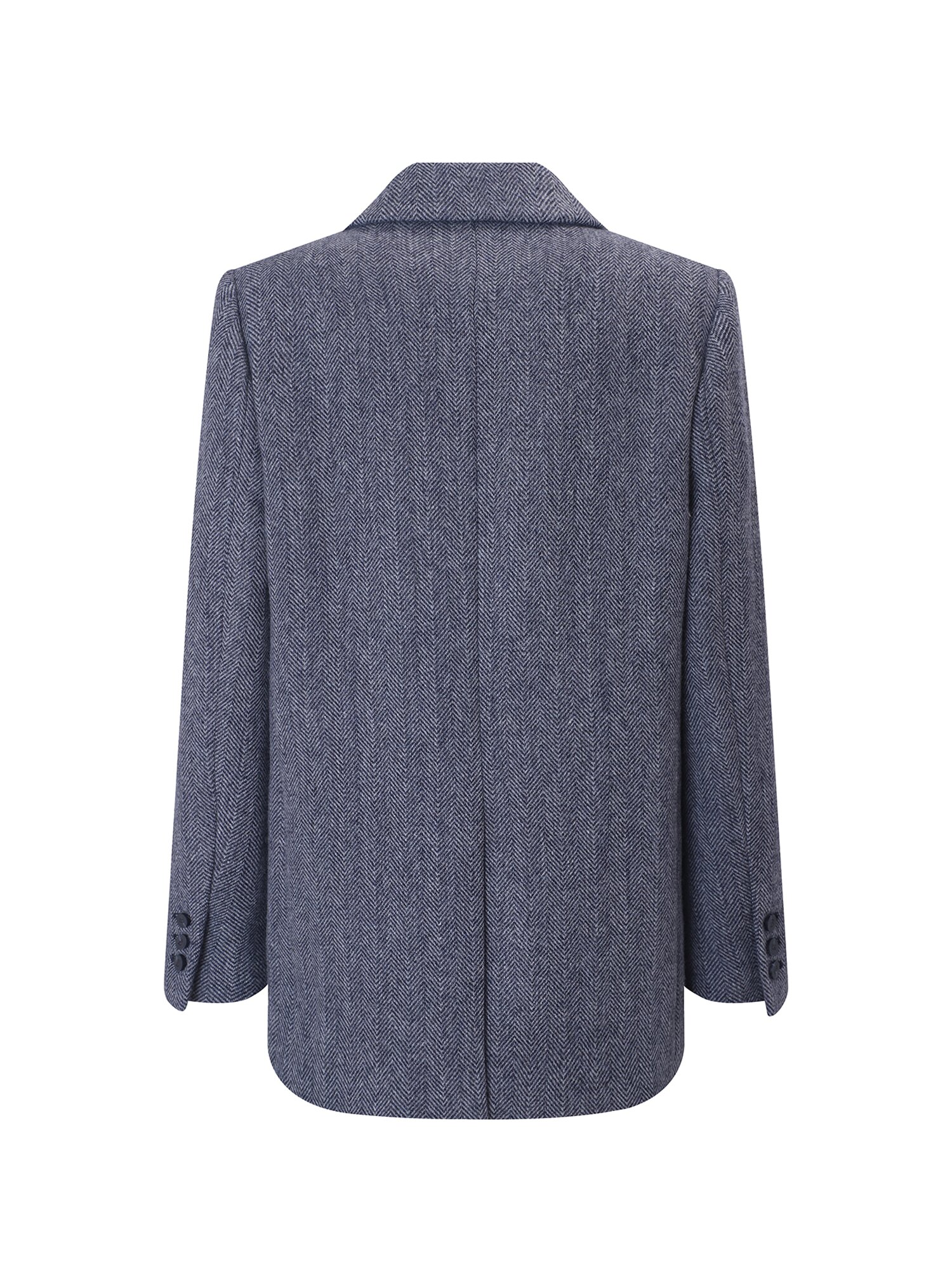 울 블렌드 헤링본 싱글칼라 재킷 (NAVY)