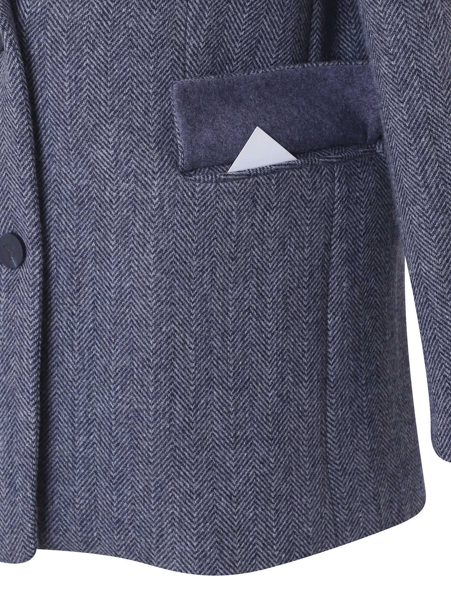 울 블렌드 헤링본 싱글칼라 재킷 (NAVY)