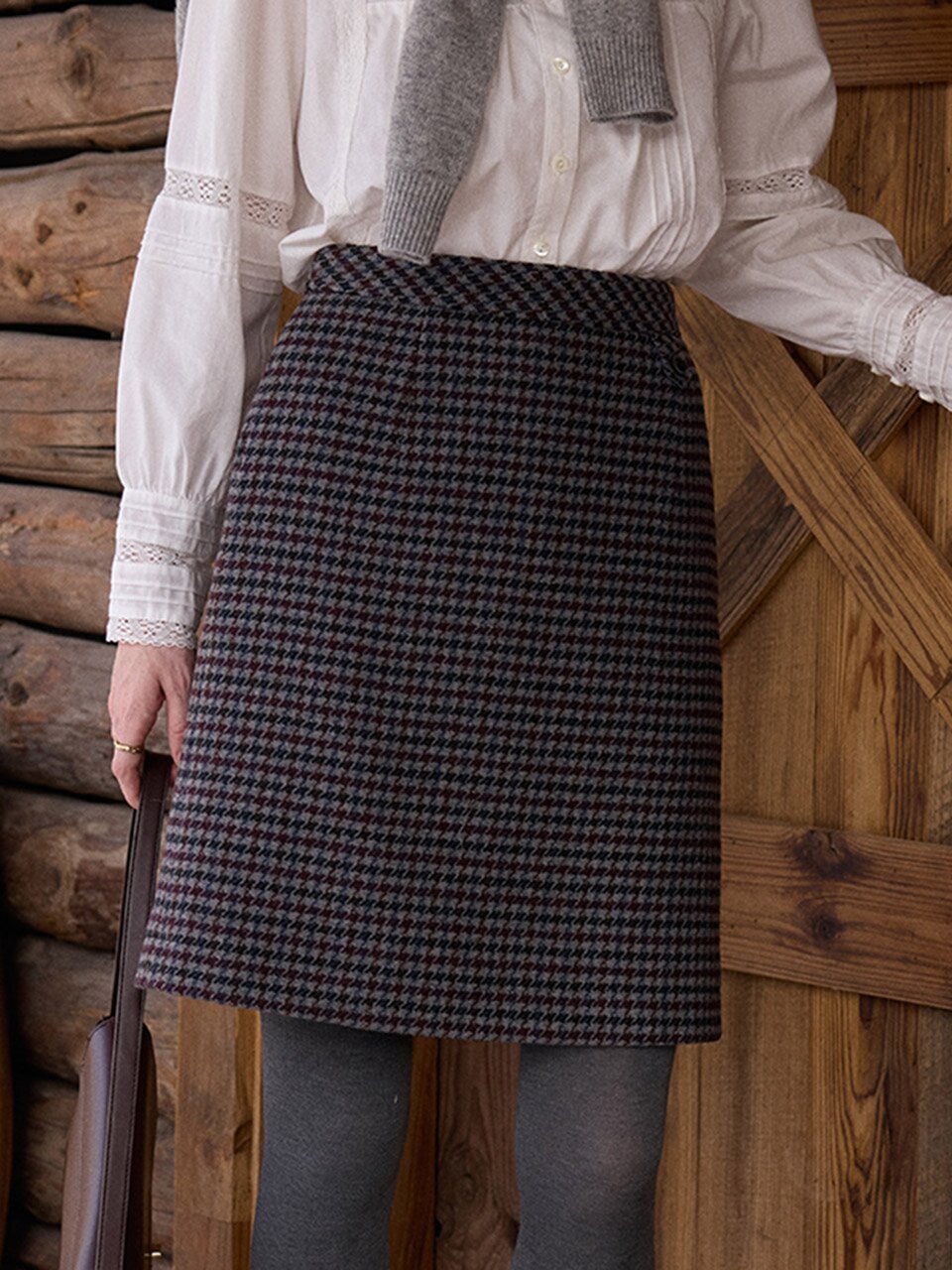 SR_Houndstooth plaid skirt