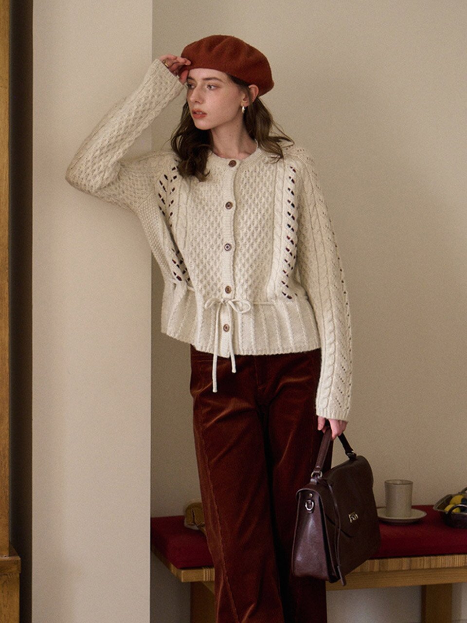 SR_Sense knit cable cardigan