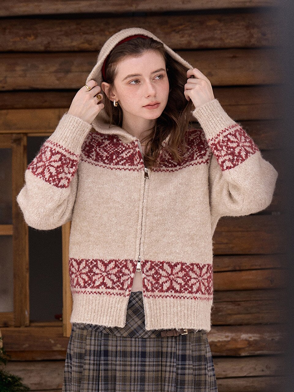 SR_Hooded tief Isle knit cardigan_2coor