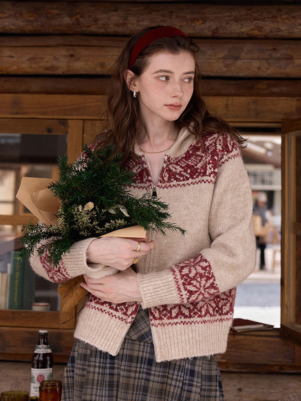 SR_Hooded tief Isle knit cardigan_2coor