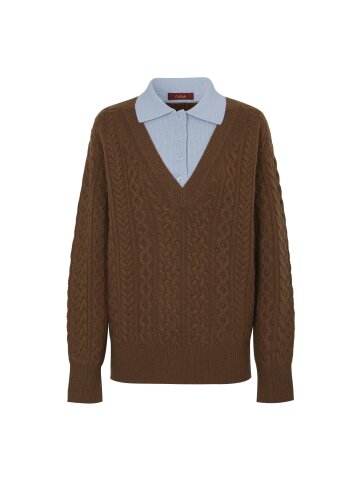 칼레이트 퓨어 캐시미어 카밀라 케이블 칼라 탑