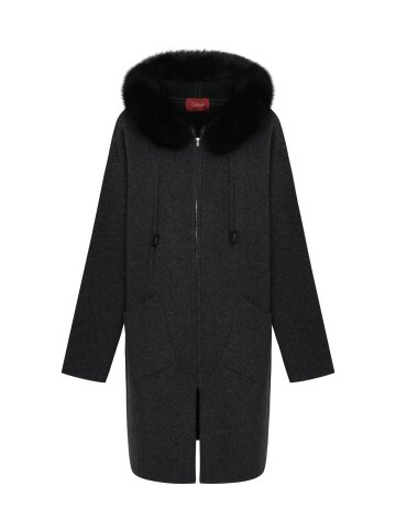 칼레이트 퓨어 캐시미어 엘리사 퍼 트림 후디 코트