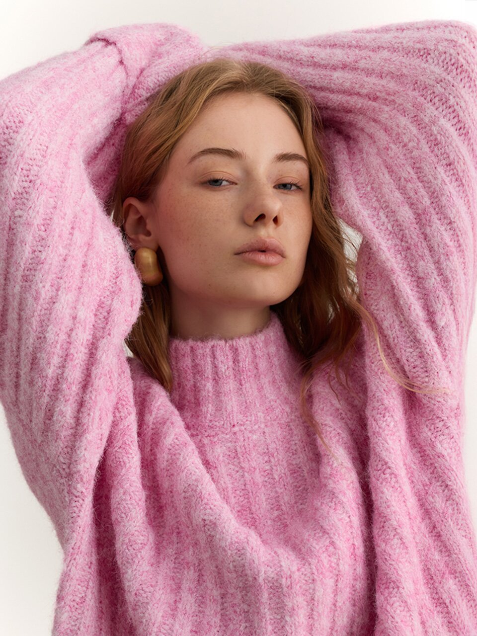 YY_High neck pit strip sweater