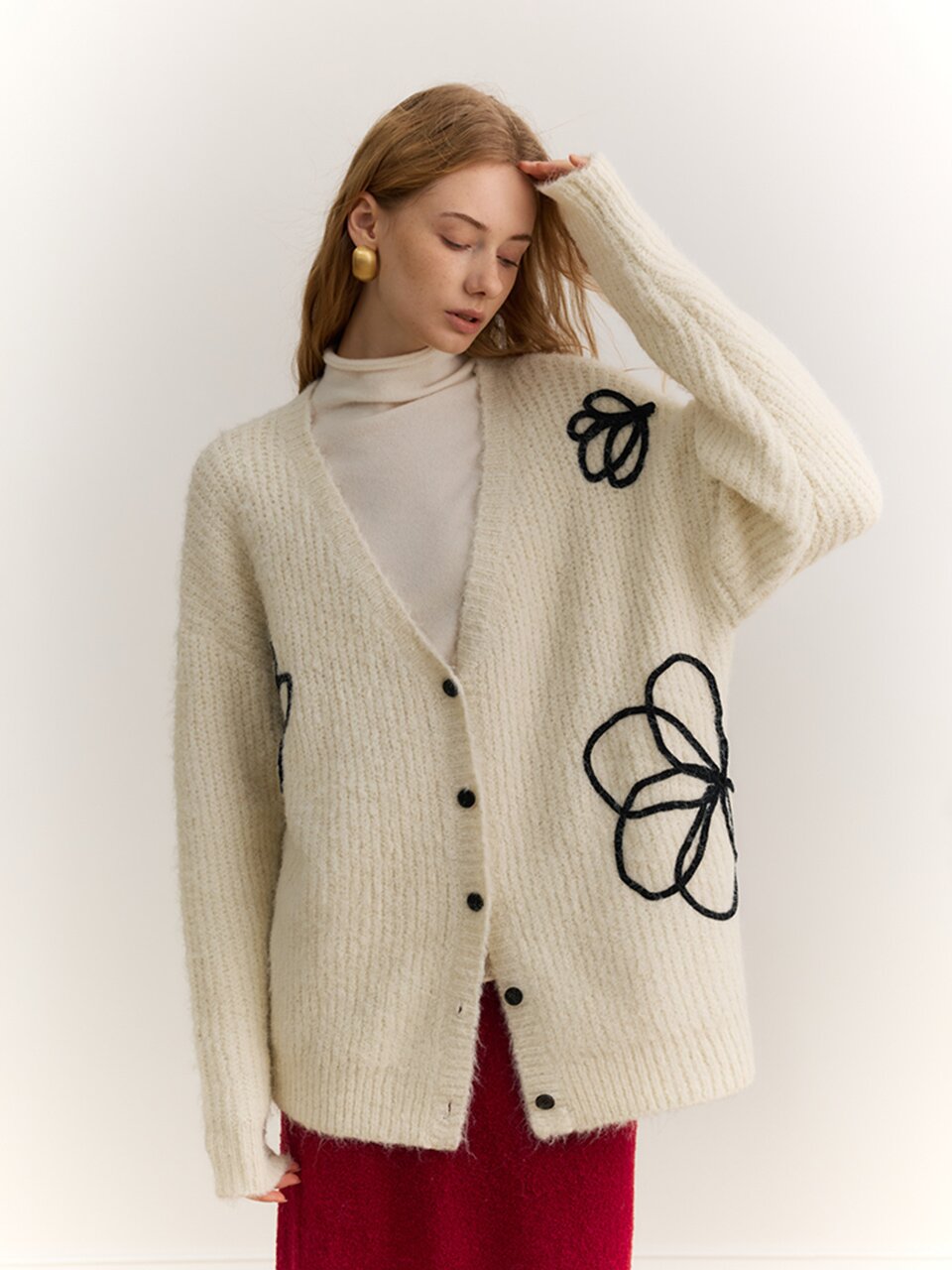 YY_Loose design knit cardigan