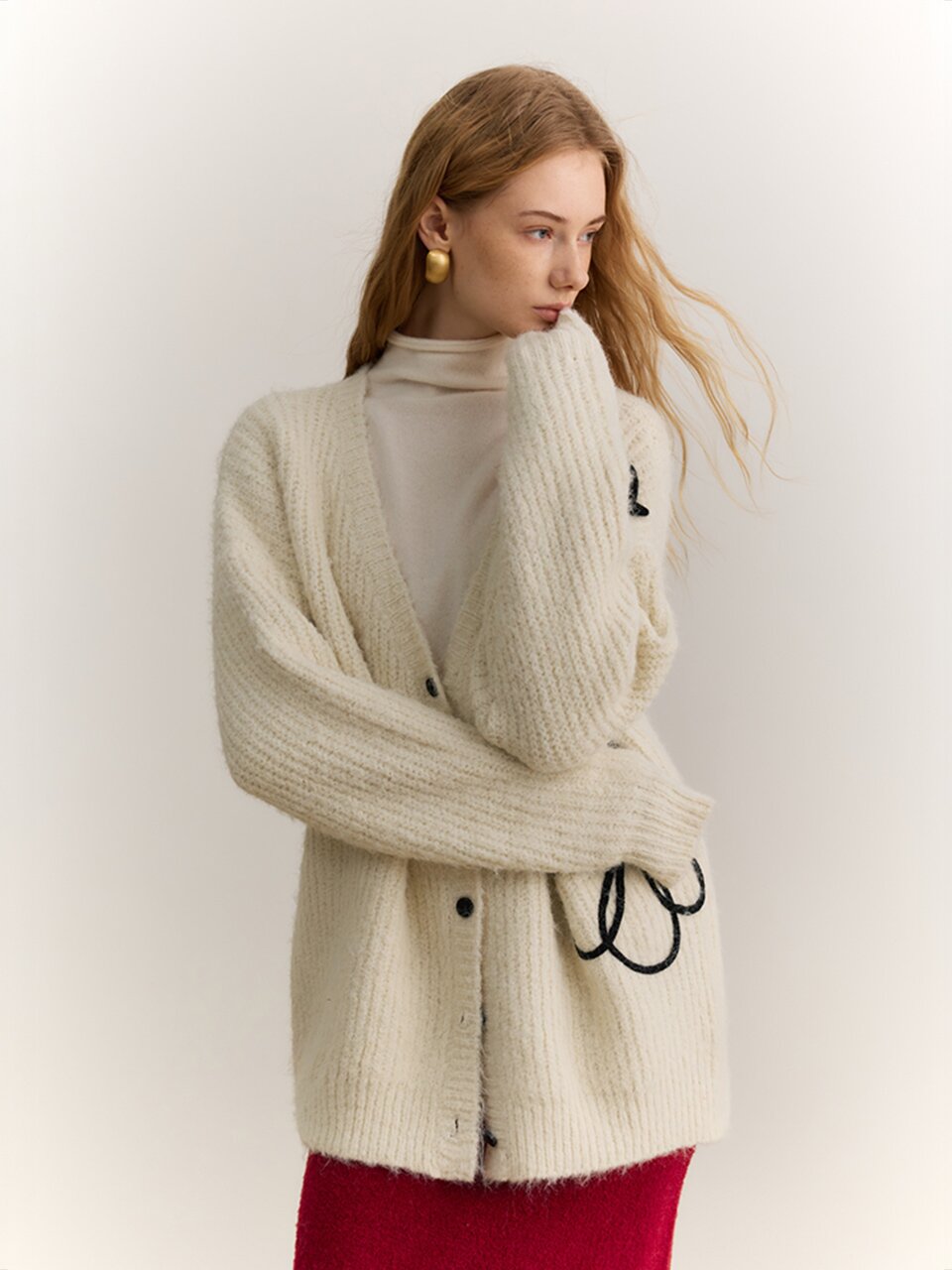 YY_Loose design knit cardigan