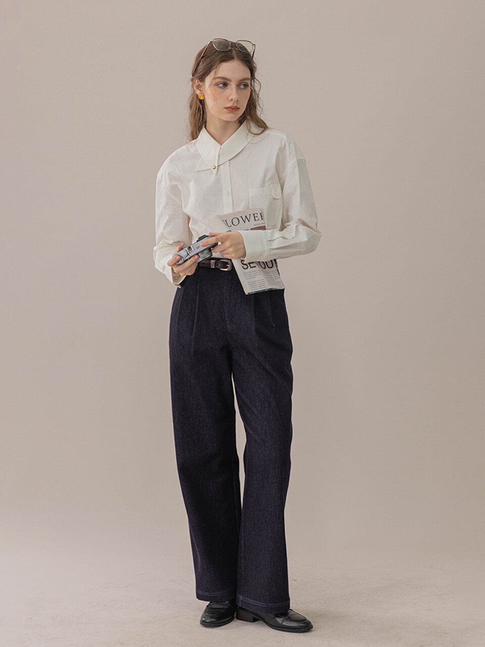 DA_Washed jacquard denim pants