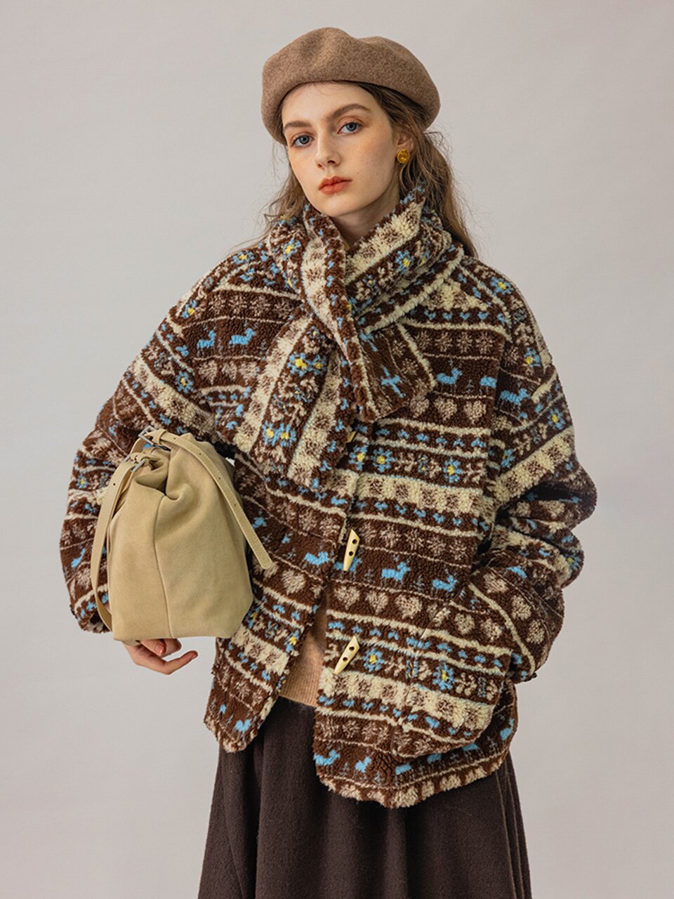 DA_Grainy plush warm jacket_BROWN