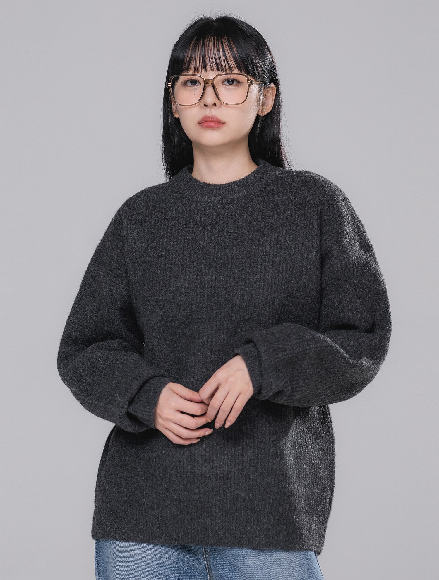 바켄 울 하찌 클래식 니트 BK8943_차콜