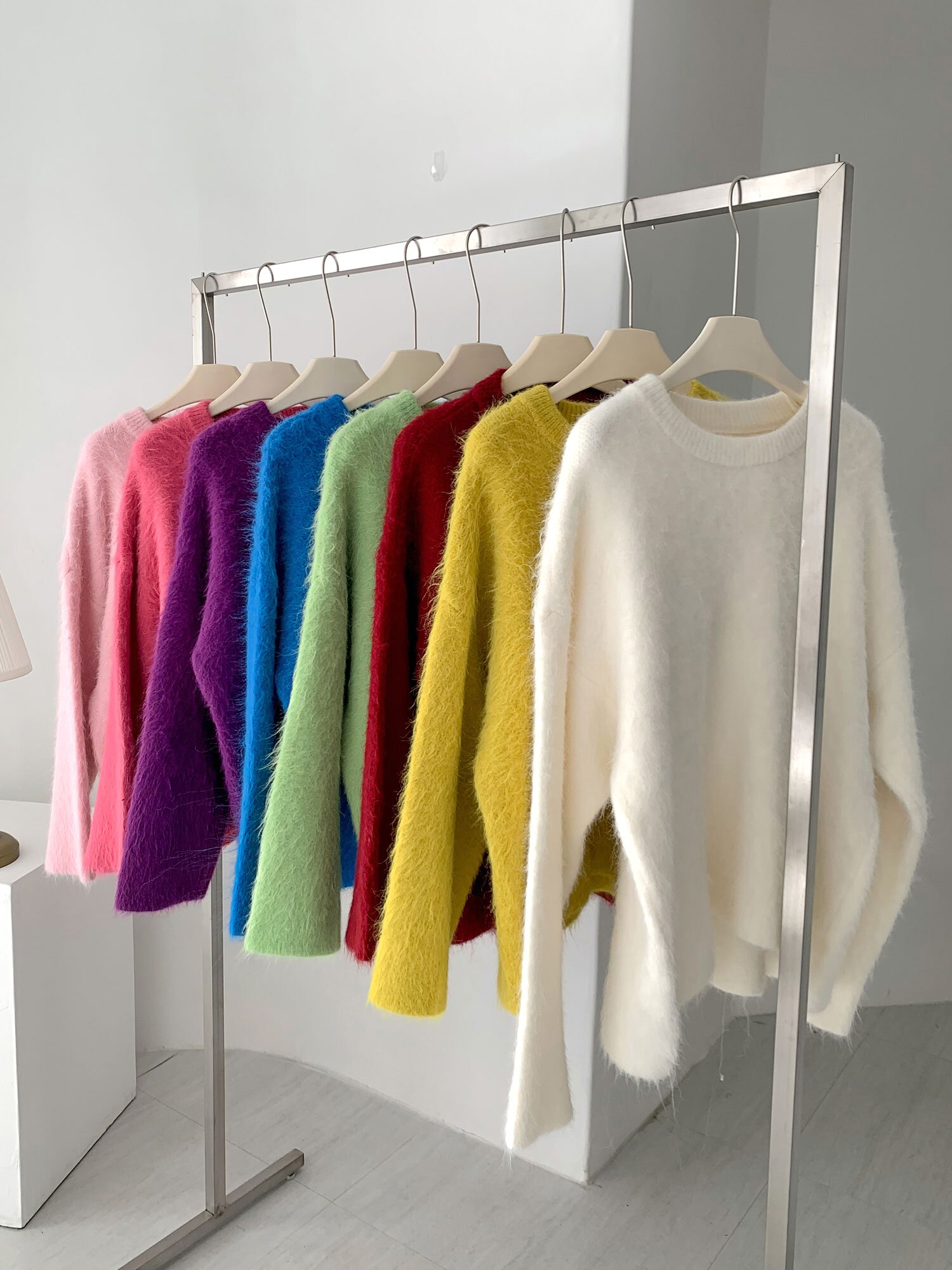 헤어리 라운드넥 니트 (8colors)
