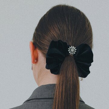 제이로렌 벨벳 큐빅 플라워 스크런치 H01486