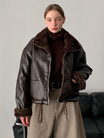 페이크 퍼 레더 자켓 (3colors)