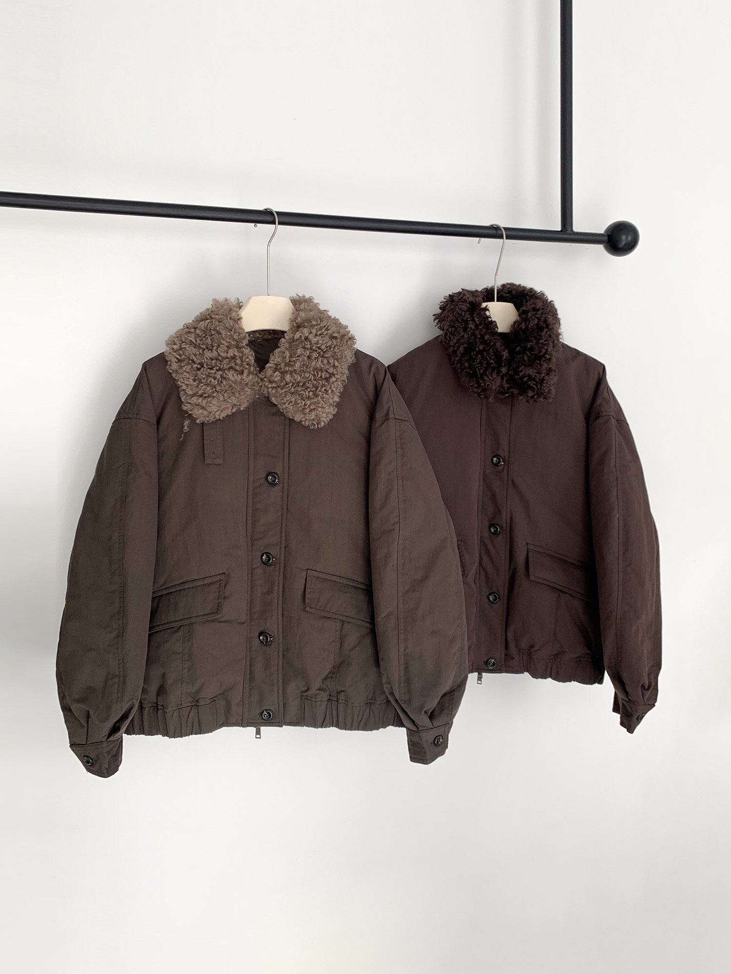 페이크 퍼 카라 봄버 패딩 점퍼 (2colors)
