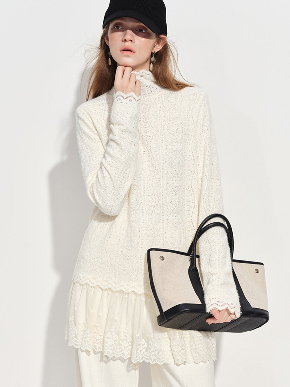 WD_Lace layered high neck blouse